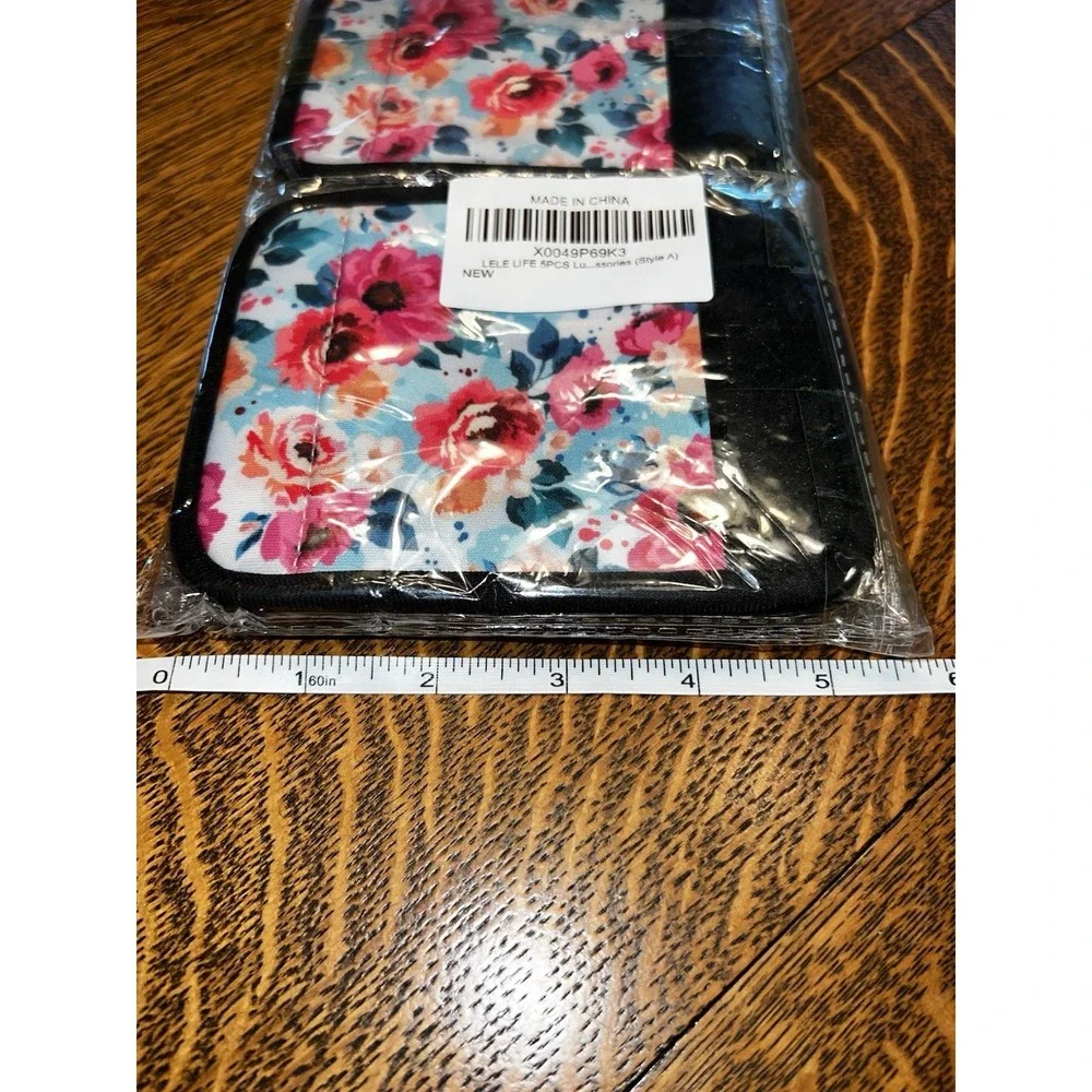 Set of 5 Floral‎ Fabric Storage Pouches Coppy Aesthetic Travel Case Organizer